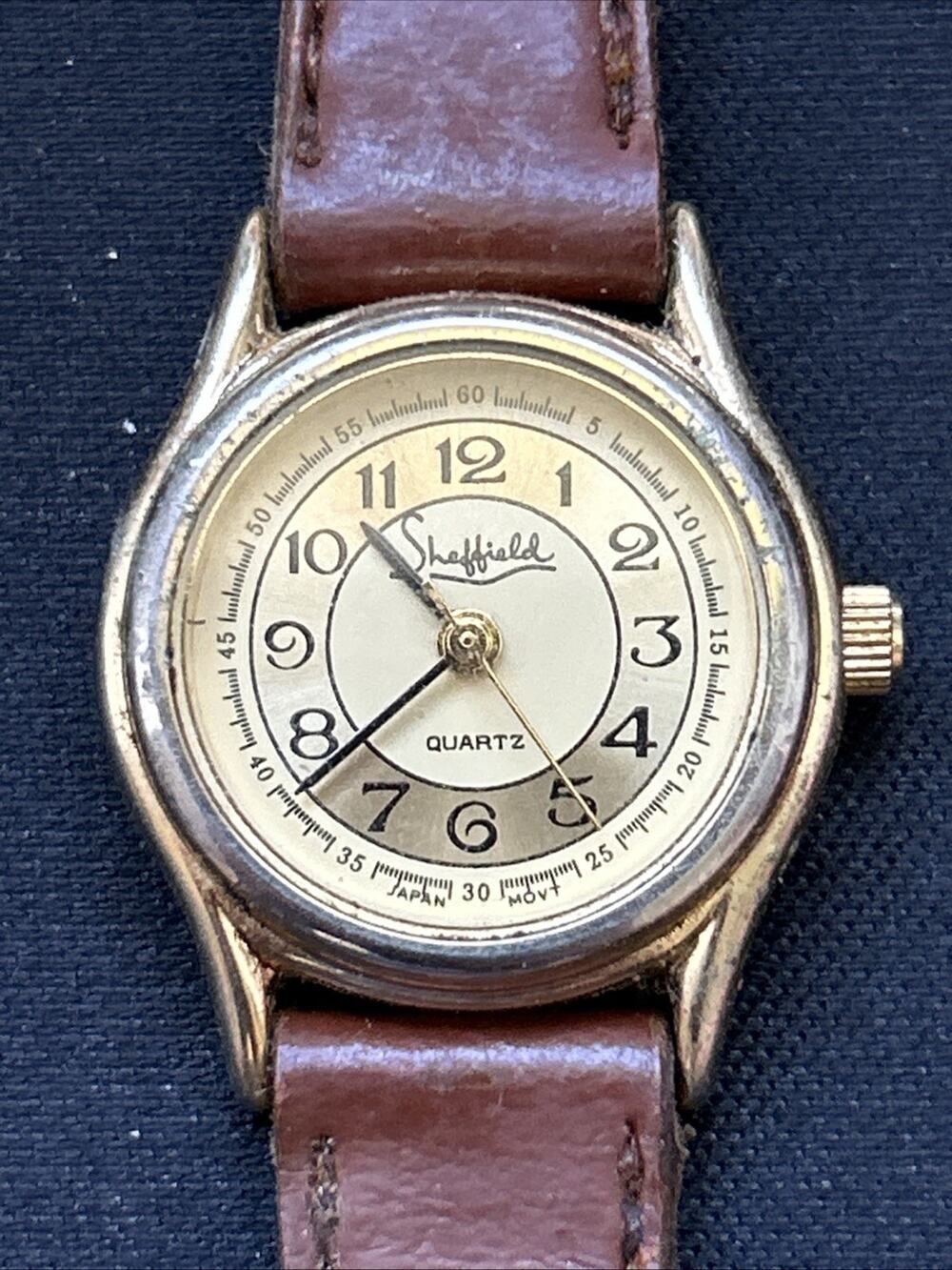 Sheffield Gold Tone Brown Band Women’s Quartz Watch